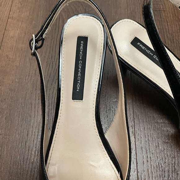 French Connection Glossy Black Slingback Heels - Picture 3 of 5